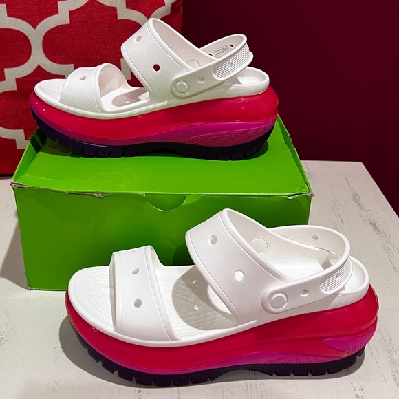 Crocs Mega Crush Sandals White / Multicolor - Womens 9 - Picture 2 of 11